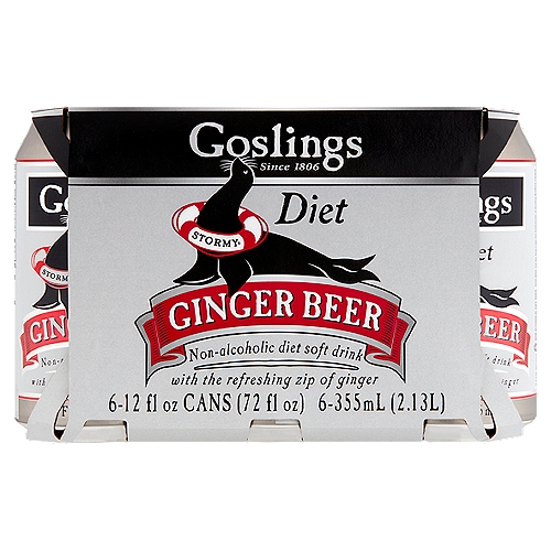 Goslings Diet Stormy Ginger Beer, 12 fl oz, 6 count
Non-Alcoholic Soft Drink with the Refreshing Zip of Ginger