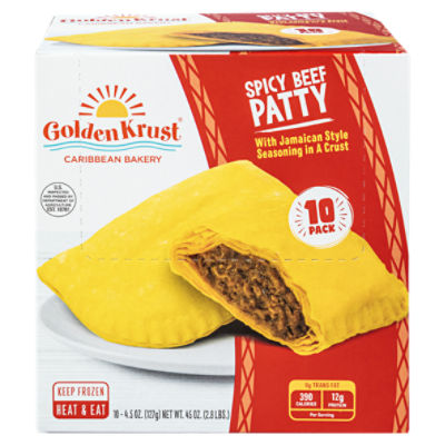 Golden Krust Jamaican Style Spicy Beef Turnover Patties, 5.0 oz, 10 count, 50 Ounce