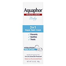 Aquaphor Baby 3 in 1 Diaper Rash, Healing Cream, 3.5 Ounce