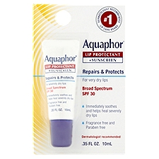 Aquaphor Broad Spectrum SPF 30, Lip Protectant + Sunscreen, 0.35 Fluid ounce
