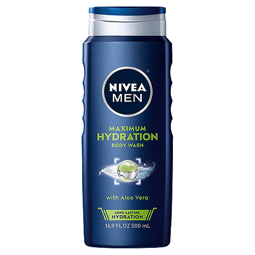 Nivea Men Maximum Hydration Body Wash, 16.9 fl oz
This Caring Body Wash Gently Cleanses and Hydrates your Skin.
Formulated with Aloe Vera, It Provides the Feeling of Long-Lasting Moisture to Support your Skin's Well-Being.
For Healthy-Looking Skin and a Well-Groomed Feeling.