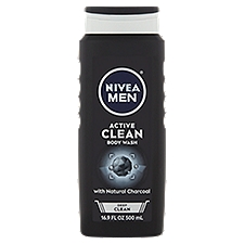 Nivea Men Active Deep Clean Body Wash with Natural Charcoal, 16.9 fl oz, 16.9 Fluid ounce