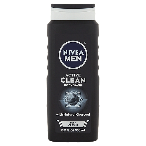 Nivea Men Active Deep Clean Body Wash with Natural Charcoal, 16.9 fl oz