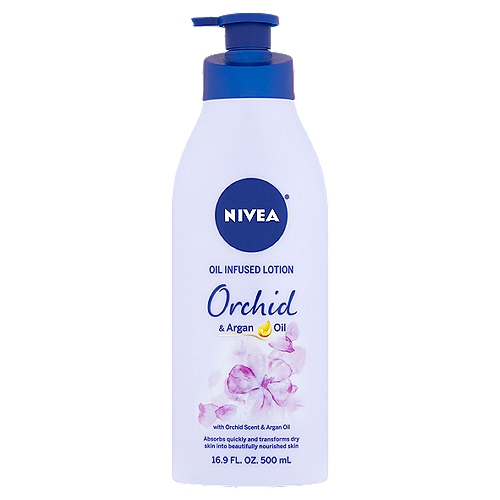 Nivea Orchid & Argan Oil Infused Lotion, 16.9 fl oz
Would you like to experience the indulging care of an oil infused lotion?
Try Nivea® Oil Infused Lotion with Orchid Scent & Argan Oil
• Argan Oil carefully blended in a fast absorbing lotion
• Indulge yourself with an orchid scent
• For 24hr+ deep moisture with no greasy feeling
• Transforms dry skin into soft, radiant skin