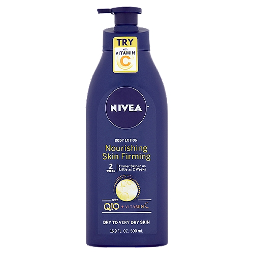 Nivea Nourishing Skin Firming Body Lotion, 16.9 fl oz
Looking for firmer and smoother skin?
Nivea Nourishing Skin Firming Body Lotion is enriched with two antioxidants: Q10 and vitamin C. The formula firms skin in as little as 2 weeks. It intensively moisturizes for 48 hours and leaves skin nourished and healthy looking.

This formula with Q10 and vitamin C firms skin in as little as 2 weeks and keeps it moisturized for 48 hours.