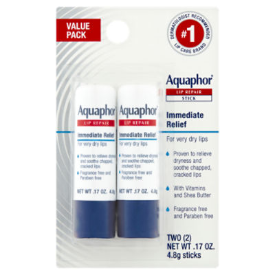 Aquaphor Lip Repair Stick Value Pack, .17 oz, 2 count