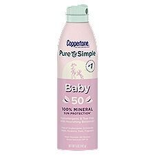 Coppertone Pure & Simple Baby Broad Spectrum Zinc Oxide Sunscreen Spray, SPF 50, 5 oz