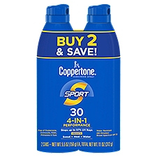 Coppertone Sport S Sunscreen Spray Broad Spectrum SPF 30, 5.5 Ounce