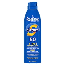 Coppertone Sport 4-in-1 Performance Broad Spectrum Sunscreen Spray, SPF 50, 5.5 oz