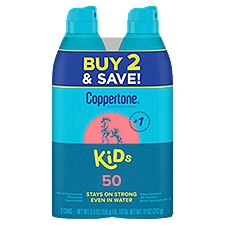 Coppertone Kids Broad Spectrum Sunscreen Spray, SPF 50, 5.5 oz, 2 count