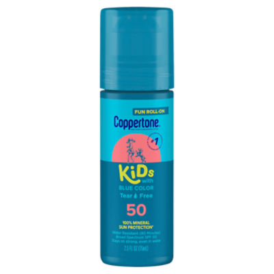 Coppertone Kids with Blue Color Fun Roll-On Broad Spectrum Sunscreen Lotion, SPF 50, 2.5 fl oz