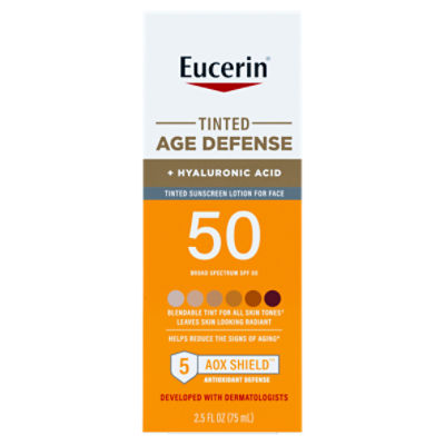 Eucerin Tinted Age Defense Broad Spectrum Sunscreen Lotion for Face, SPF 50, 2.5 fl oz