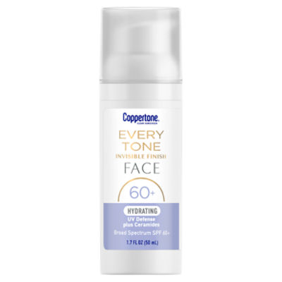 Coppertone Every Tone Face Hydrating Broad Spectrum Clear Sunscreen, SPF 60+, 1.7 fl oz