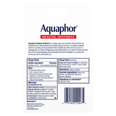 Aquaphor Healing Ointment Advanced Therapy Skin Protectant, Dry Skin Body  Moisturizer, 0.35 Oz Tube, 2 Count (Pack of 1)