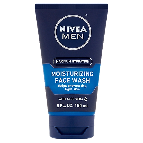 Nivea Men Maximum Hydration Moisturizing Face Wash, 5 fl oznExternal influences like wind, rain, sun and changing temperatures can be tough on your skin. That's why it needs moisturization and care.nnWhat Do You Get?nThis cleansing gel, specifically formulated with aloe vera and provitamin B5, helps protect against dry, tight skin.n• Deeply cleans skin, removing dirt and excess oils.n• Protects skin from drying out.nnResultn• Skin will be thoroughly clean and healthy lookingn• Skin does not feel dry or tightn• Skin will feel cared for and refreshed