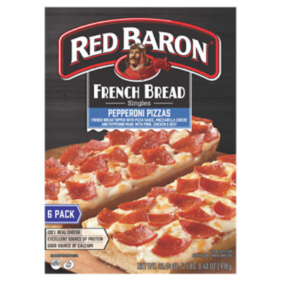 Red Baron French Bread Singles Pepperoni Pizzas, 6 count, 32.40 oz ShopRite