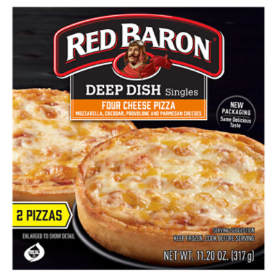 Red Baron Deep Dish Singles Four Cheese Pizza, 2 count, 11.20 oz, 11.2 Ounce