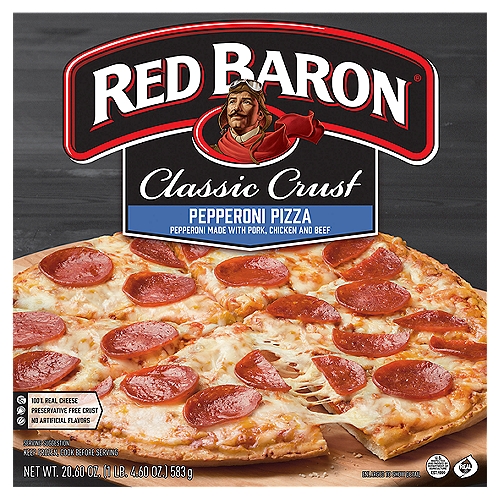 Red Baron Classic Crust Pepperoni Pizza, 20.60 oz
Not too thick. Not too thin.
With just the right amount of crunch.

Calm mealtime chaos with the pizza the whole family loves.