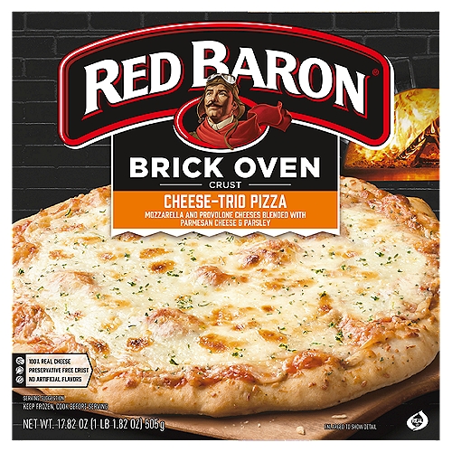 Red Baron Brick Oven Crust Cheese-Trio Pizza, 17.82 oz
Mozzarella and Provolone Cheeses Blended with Parmesan Cheese & Parsley

Calm mealtime chaos with the pizza the whole family loves.