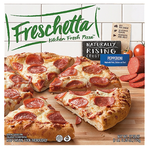 Freschetta Naturally Rising Crust Pepperoni Pizza, 27.35 oz
What a Pizza Crust should be
Nothing beats the aroma and taste of freshly baked bread
Naturally Rising Dough
Made from scratch
All ingredients in perfect harmony