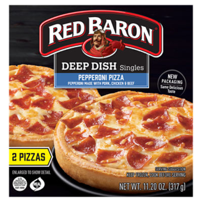Red Baron Deep Dish Singles Pepperoni Pizza, 11.20 oz, 2 count, 11.2 Ounce