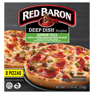 Red Baron Deep Dish Singles Supreme Pizza, 2 count, 11.50 oz, 11.5 Ounce