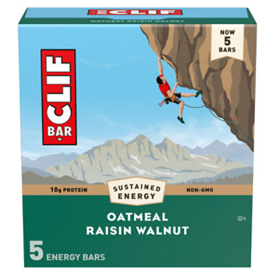 CLIF BAR - Oatmeal Raisin Walnut - Made with Organic Oats - 10g Protein - Non-GMO - Plant Based - Energy Bars - 2.4 oz. (5 Pack)