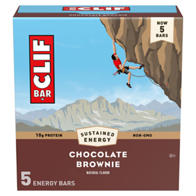 CLIF BAR - Chocolate Brownie Flavor - Made with Organic Oats - 10g Protein - Non-GMO - Plant Based - Energy Bars - 2.4 oz. (5 Pack)
