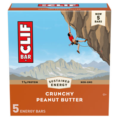 CLIF BAR - Crunchy Peanut Butter - Made with Organic Oats - 11g Protein - Non-GMO - Plant Based - Energy Bars - 2.4 oz. (5 Pack)