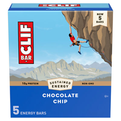 CLIF BAR - Chocolate Chip - Made with Organic Oats - 10g Protein - Non-GMO - Plant Based - Energy Bars - 2.4 oz. (5 Pack)