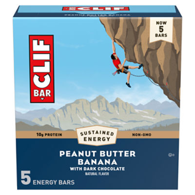 CLIF BAR - Peanut Butter Banana with Dark Chocolate Flavor - Made with Organic Oats - 10g Protein - Non-GMO - Plant Based - Energy Bars - 2.4 oz. (5 Pack)