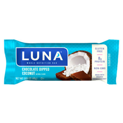 LUNA Bar Chocolate Dipped Coconut Flavor Gluten-Free Snack Bar, 1.69 oz