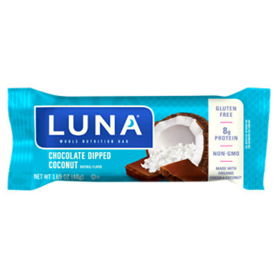 LUNA Bar Chocolate Dipped Coconut Flavor GlutenFree Snack Bar, 1.69 oz