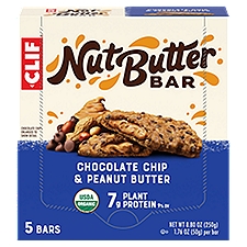 CLIF Nut Butter Bar Chocolate Chip & Peanut Butter Filled Organic Energy Bars, 1.76 oz, 5 Count