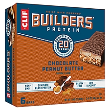 CLIF Builders Chocolate Peanut Butter Flavor Protein Bars, 2.4 oz, 6 Count