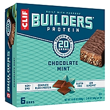 CLIF Builders Chocolate Mint Flavor Protein Bars, 2.4 oz, 6 Count