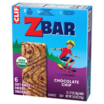 Clif ZBar Chocolate Chip Soft-Baked Energy Snack Bars, 1.27 oz, 6 count