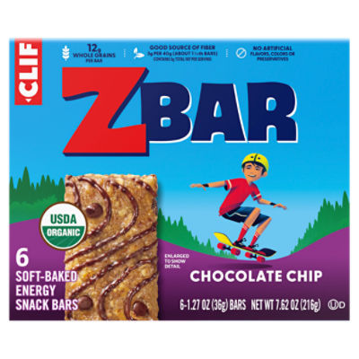 Clif ZBar Chocolate Chip Soft-Baked Energy Snack Bars, 1.27 oz, 6 count