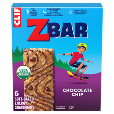 CLIF Kid Zbar Chocolate Chip Organic Soft Baked Snack Bars, 1.27 oz, 6 Count, 7.62 Ounce