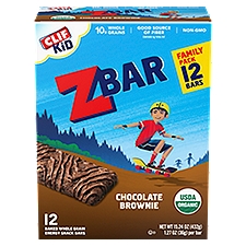 Clif Kid ZBar Chocolate Brownie Baked Whole Grain Energy Snack Bars Family Pack, 1.27 oz, 12 count