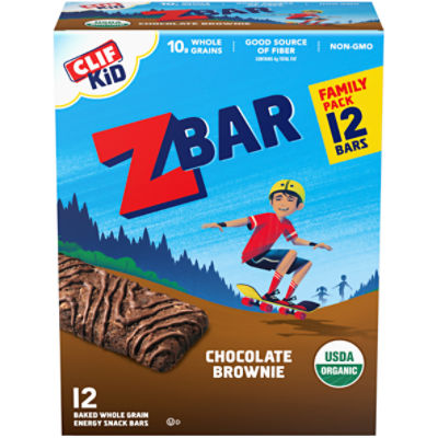 CLIF Kid Zbar Chocolate Brownie Organic Soft Baked Snack Bars, 1.27 oz, 12 Count