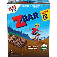 CLIF Kid Zbar Chocolate Brownie Organic Soft Baked Snack Bars, 1.27 oz, 12 Count