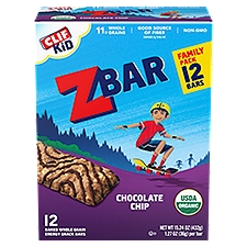 Clif Kid Zbar Chocolate Chip Baked Whole Grain Energy Snack Bars Family Pack, 1.27 oz, 12 count
