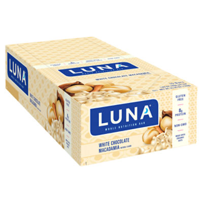 LUNA Bar White Chocolate Macadamia Flavor Gluten-Free Snack Bars, 1.69 oz, 15 Count