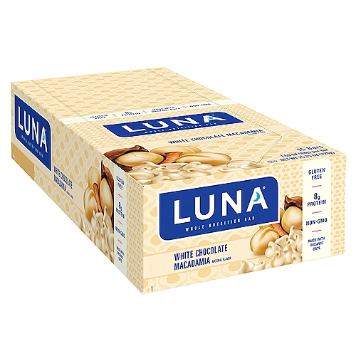 LUNA Bar White Chocolate Macadamia Flavor Gluten-Free Snack Bars, 1.69 oz, 15 Count