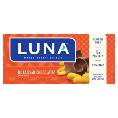 LUNA Bar Nutz Over Chocolate Flavor GlutenFree Snack Bars, 1.69 oz, 15