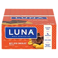 LUNA Bar Nutz Over Chocolate Flavor Gluten-Free Snack Bars, 1.69 oz, 15 Count