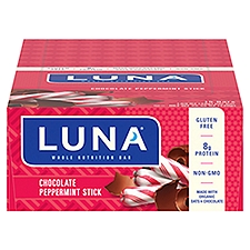 LUNA Bar Chocolate Peppermint Stick Gluten-Free Snack Bars, 1.69 oz, 15 Count