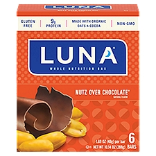 Luna Nutz Over Chocolate Whole Nutrition Bar, 1.69 oz, 6 count