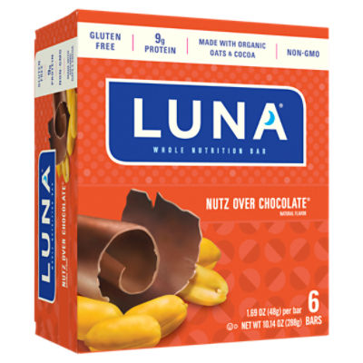 LUNA Bar Nutz Over Chocolate Flavor Gluten-Free Snack Bars, 1.69 oz, 6 Count